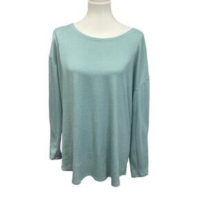 Flirtitude Active Womens Large Long Sleeve Scoop Neck Criss Cross Back Blouse